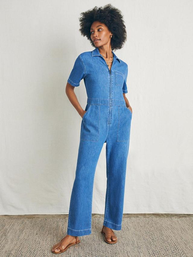 Linen Denim Jumpsuit - Bay Breeze Wash Product Image