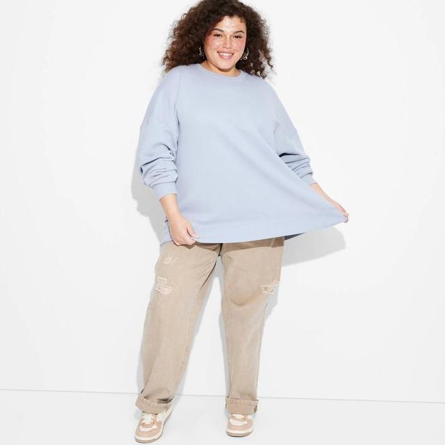 Womens Oversized Sweatshirt - Wild Fable Light Blue XXL Product Image