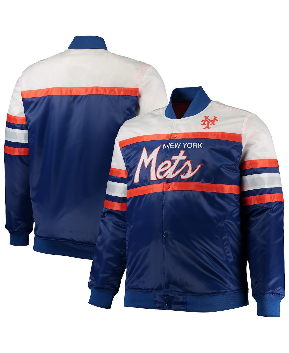 Mens Mitchell & Ness Royal/Orange New York Mets Big & Tall Coaches Satin Full-Snap Jacket Product Image