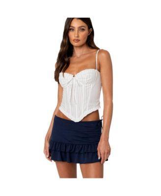 Women's Greca Striped Poplin Corset Top Product Image