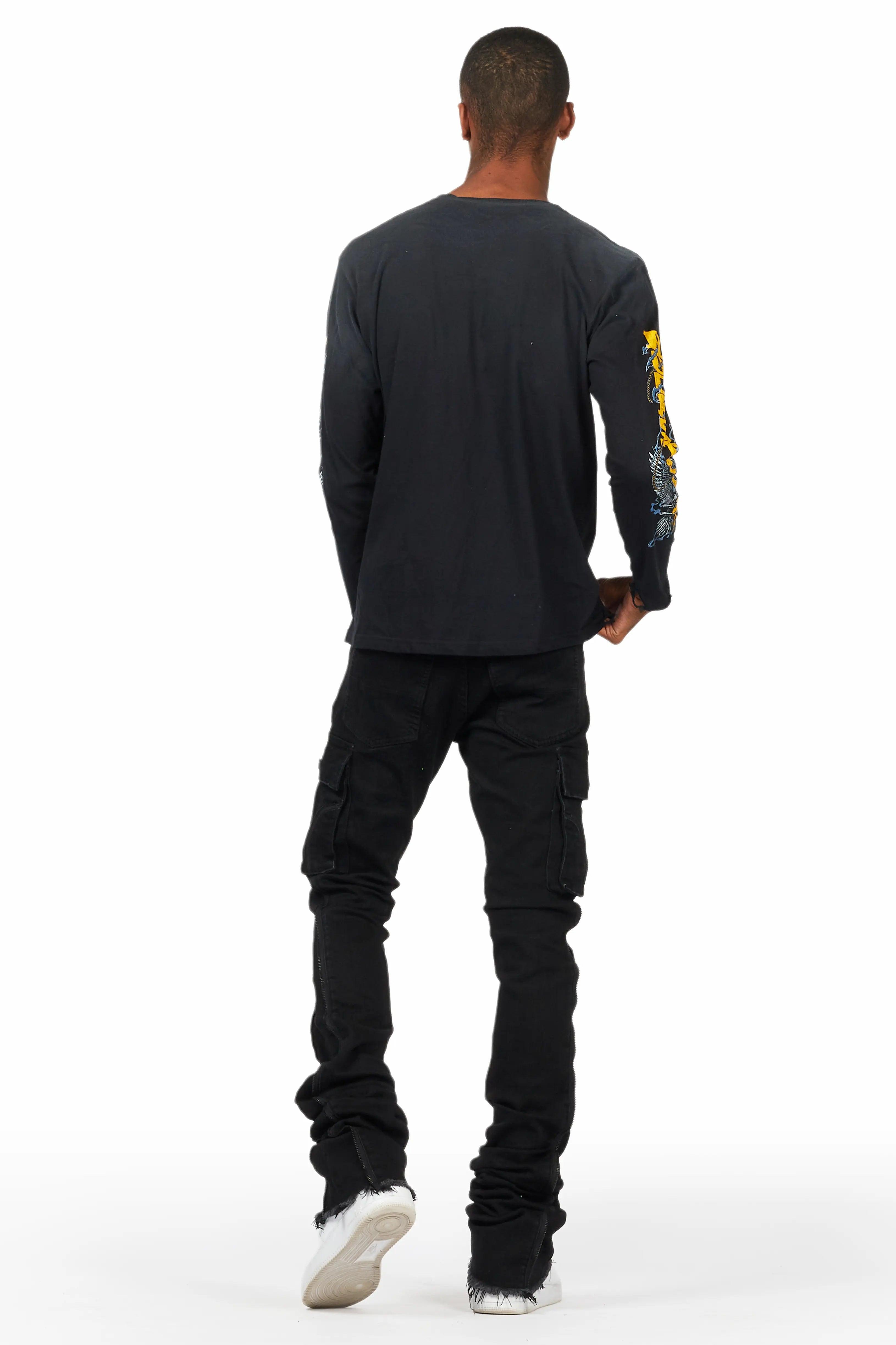 Hutch Black Super Stacked Flare Jean Male Product Image