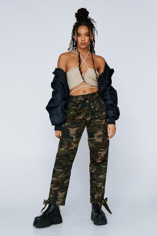 High Waist 4 Pocket Camo Cargo Pants product image