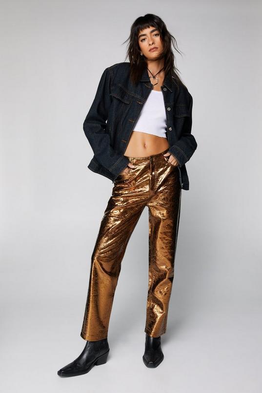 Metallic Crackle Faux Leather Trousers product image