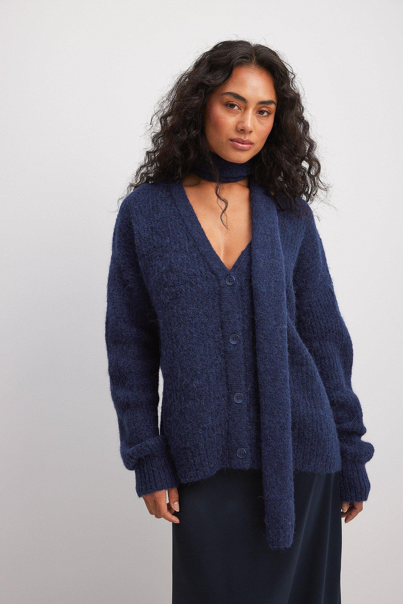 Wool Blend Oversized V-neck Cardigan Product Image