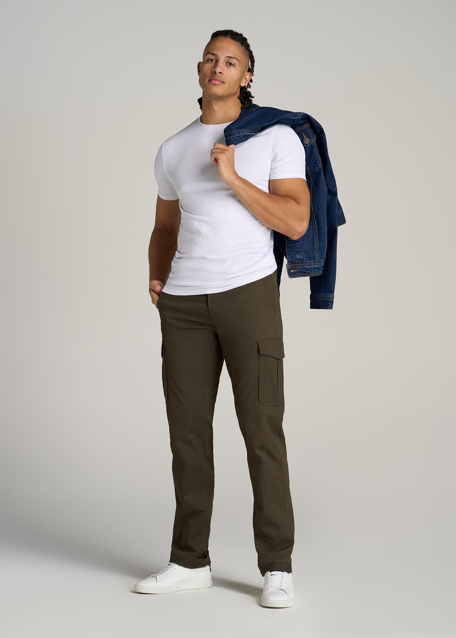 The Essential SLIM-FIT Crewneck Men's Tall Tees in White Product Image