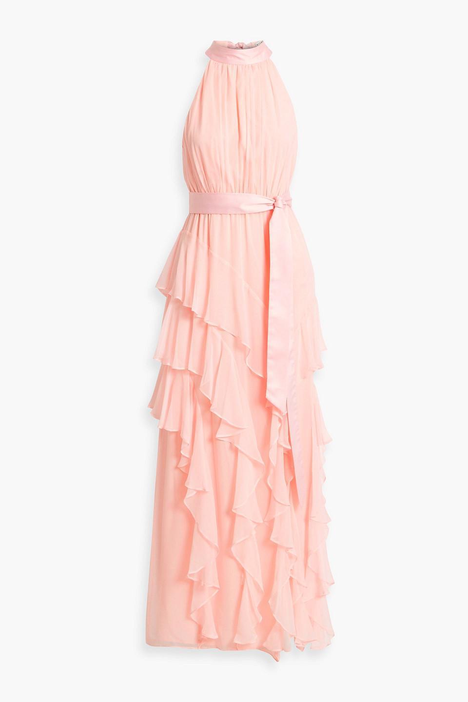 Tiered Ruffled Silk-chiffon Maxi Dress In Petal Product Image