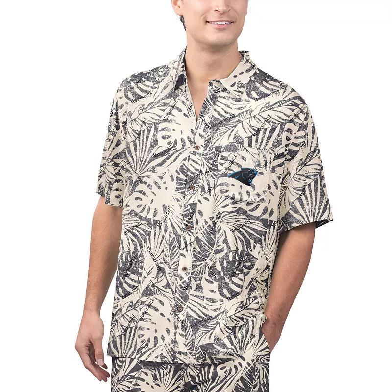 Mens Margaritaville Tan Houston Texans Sand Washed Monstera Print Party Button-Up Shirt Product Image