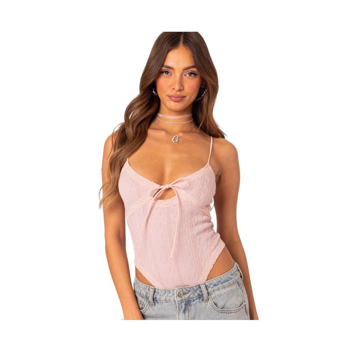 Women's Lacey Knit Cut Out Bodysuit Product Image