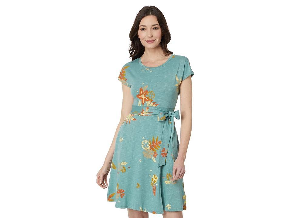 Toad&Co Cue Wrap Short Sleeve Dress (Mineral LG Floral Print) Women's Clothing Product Image