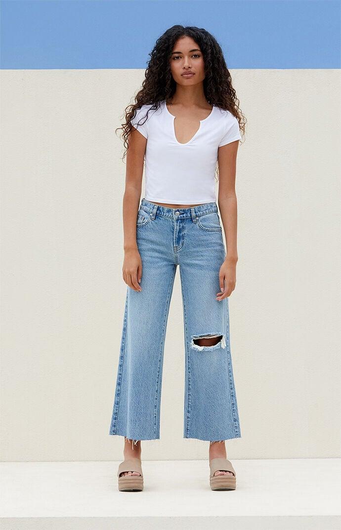 Women's Ripped Cropped Wide Leg Jeans - product image