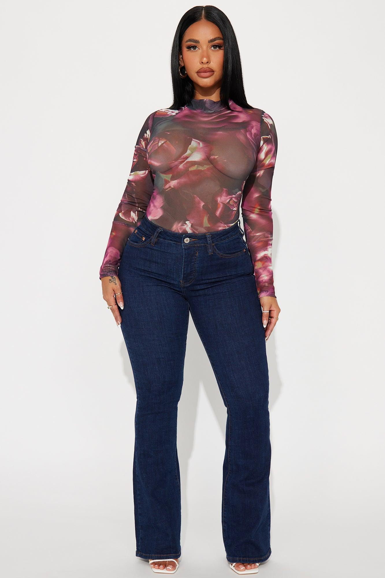 Marilyn Floral Mesh Bodysuit - Fuchsia Product Image