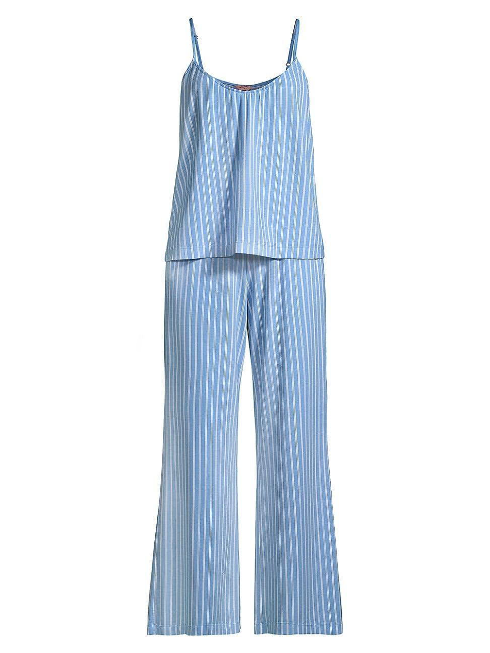 Eberjey The Tencel Modal Cami Pants Pajama Set (Nordic Stripes Vista Ivory) Women's Pajama Sets Product Image