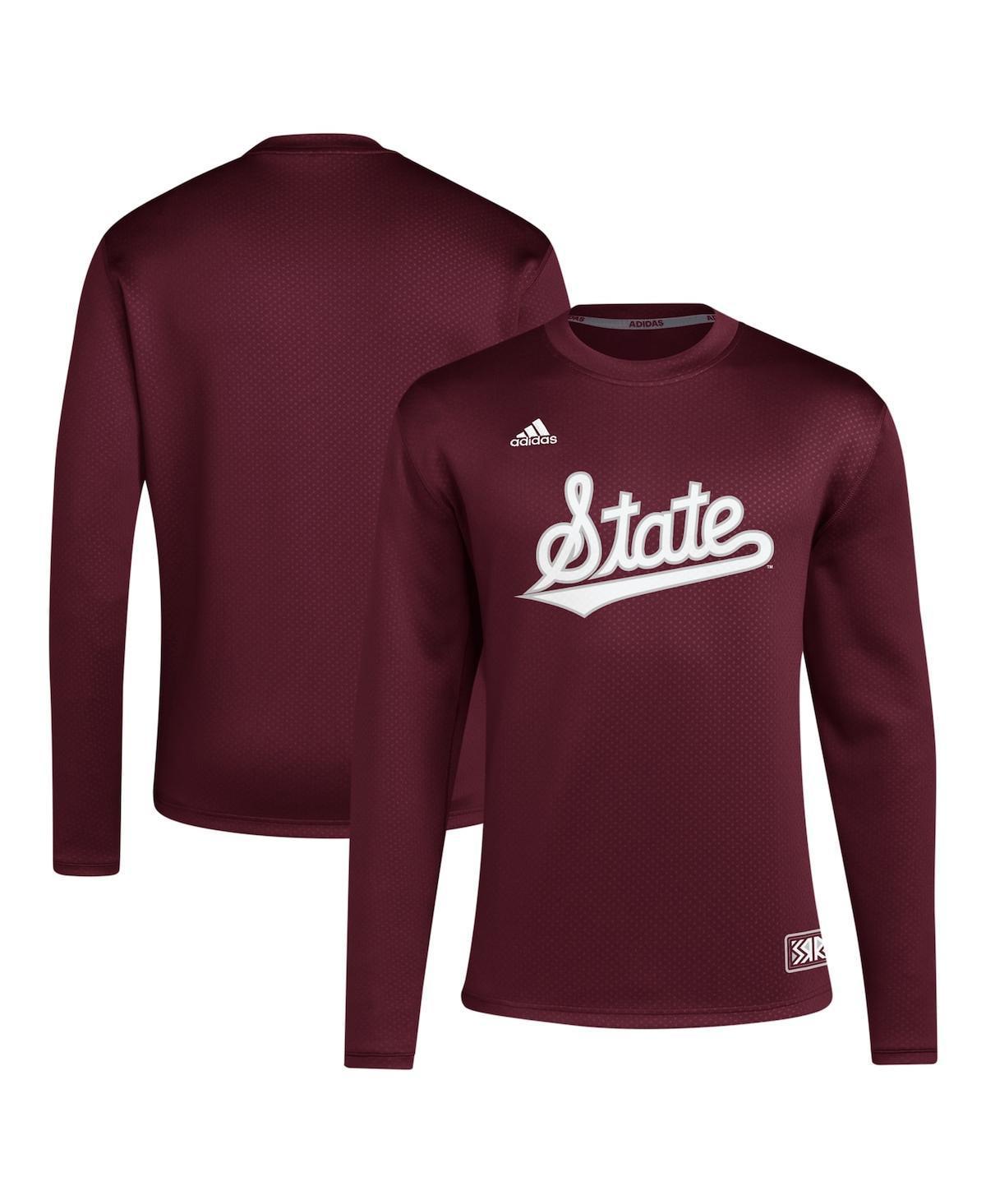 Mens adidas Maroon Mississippi State Bulldogs Reverse Retro Baseball Script Pullover Sweatshirt Product Image