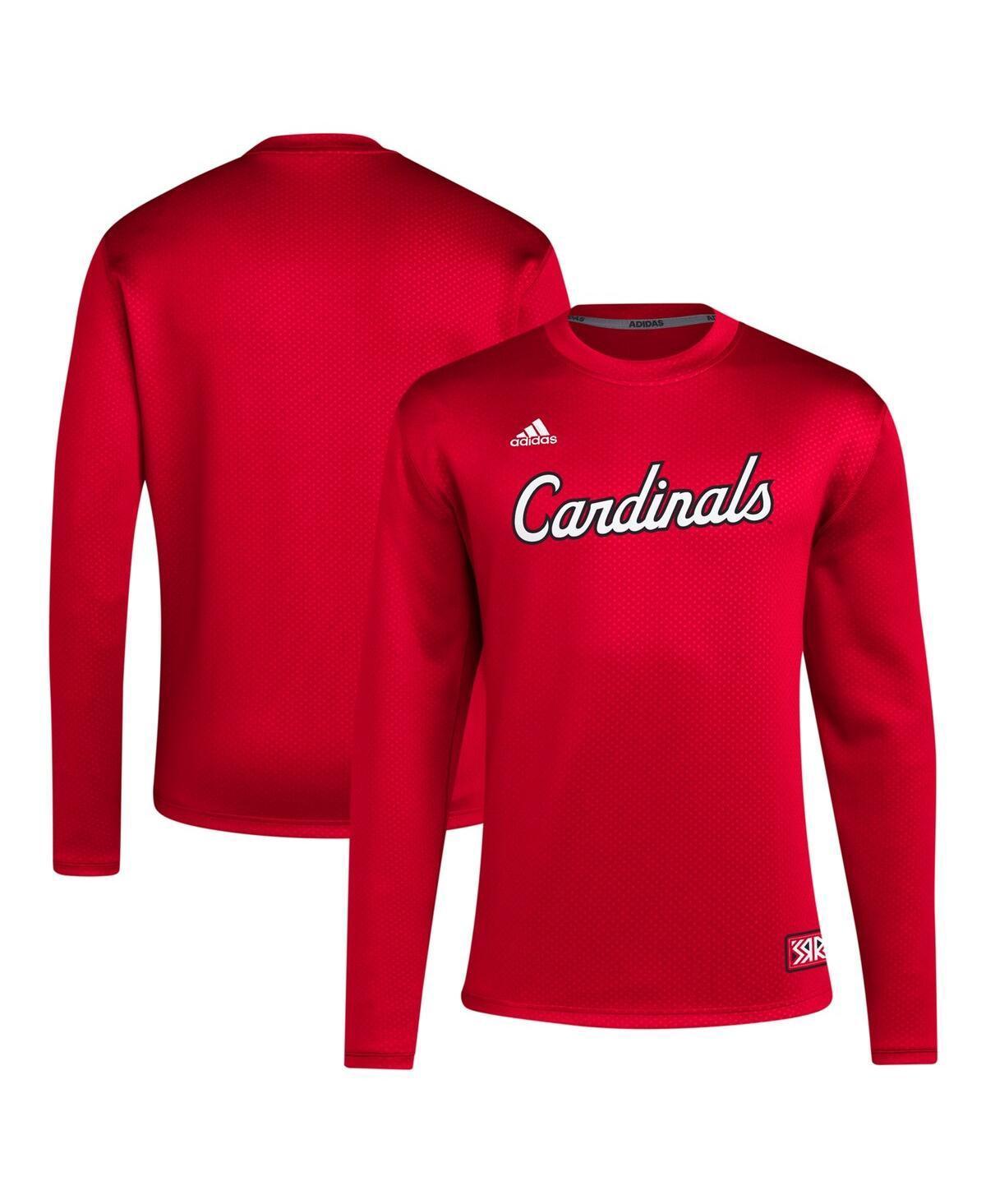 Mens adidas Louisville Cardinals Reverse Retro Baseball Script Pullover Sweatshirt Product Image