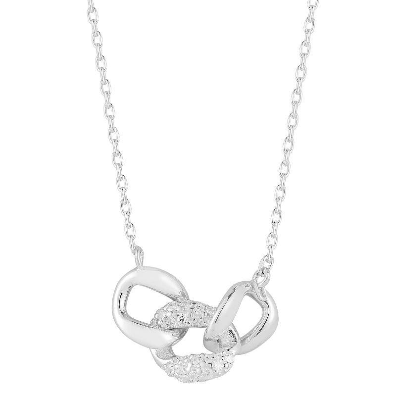 Sunkissed Sterling Cubic Zirconia Curb Link Necklace, Womens Silver Tone Product Image