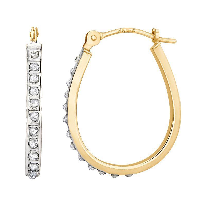 Diamond Fascination 14k Gold Diamond Accent Pear Hoop Earrings, Womens, 14k Yellow Gold Product Image