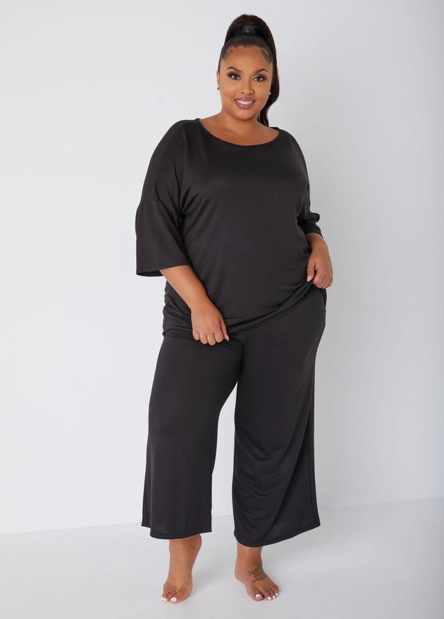 Plus Size Cropped French Terry Lounge Pants Ashley Stewart Product Image