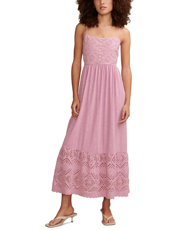 Lucky Brand Womens Cotton Cutwork Sleeveless Maxi Dress Product Image