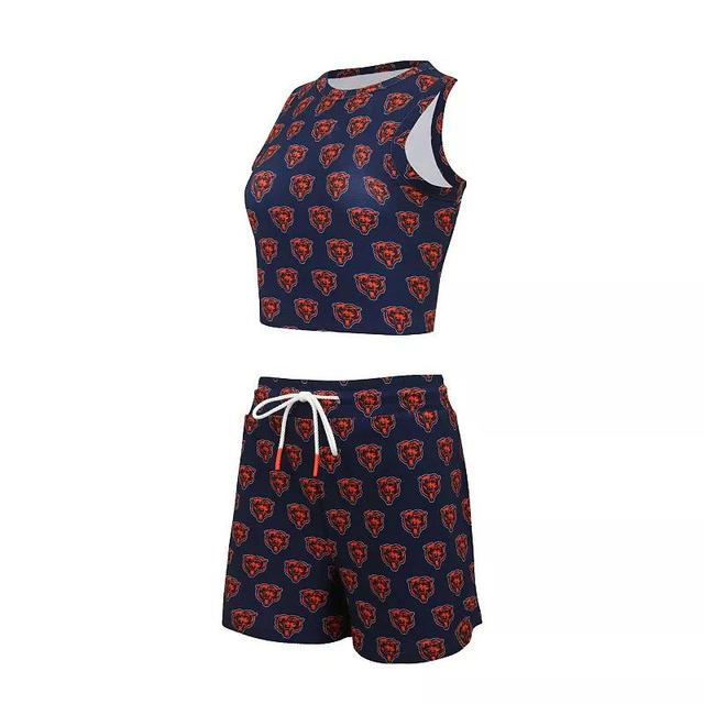 Womens Concepts Sport Chicago Bears Gauge Allover Print Cropped Tank Top & Shorts Sleep Set Blue Product Image