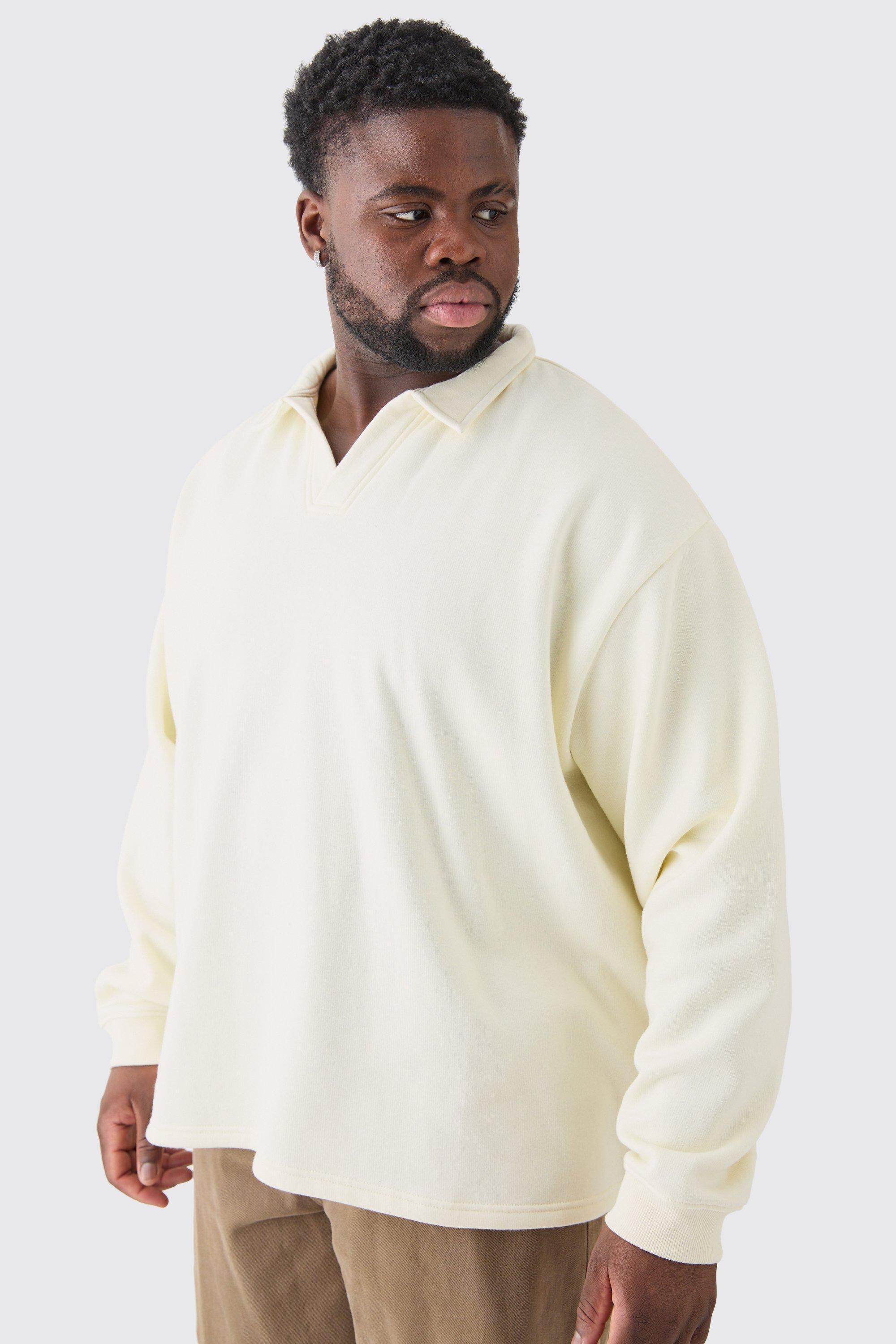 Plus Oversized Revere Neck Rugby Polo | boohooMAN USA Product Image