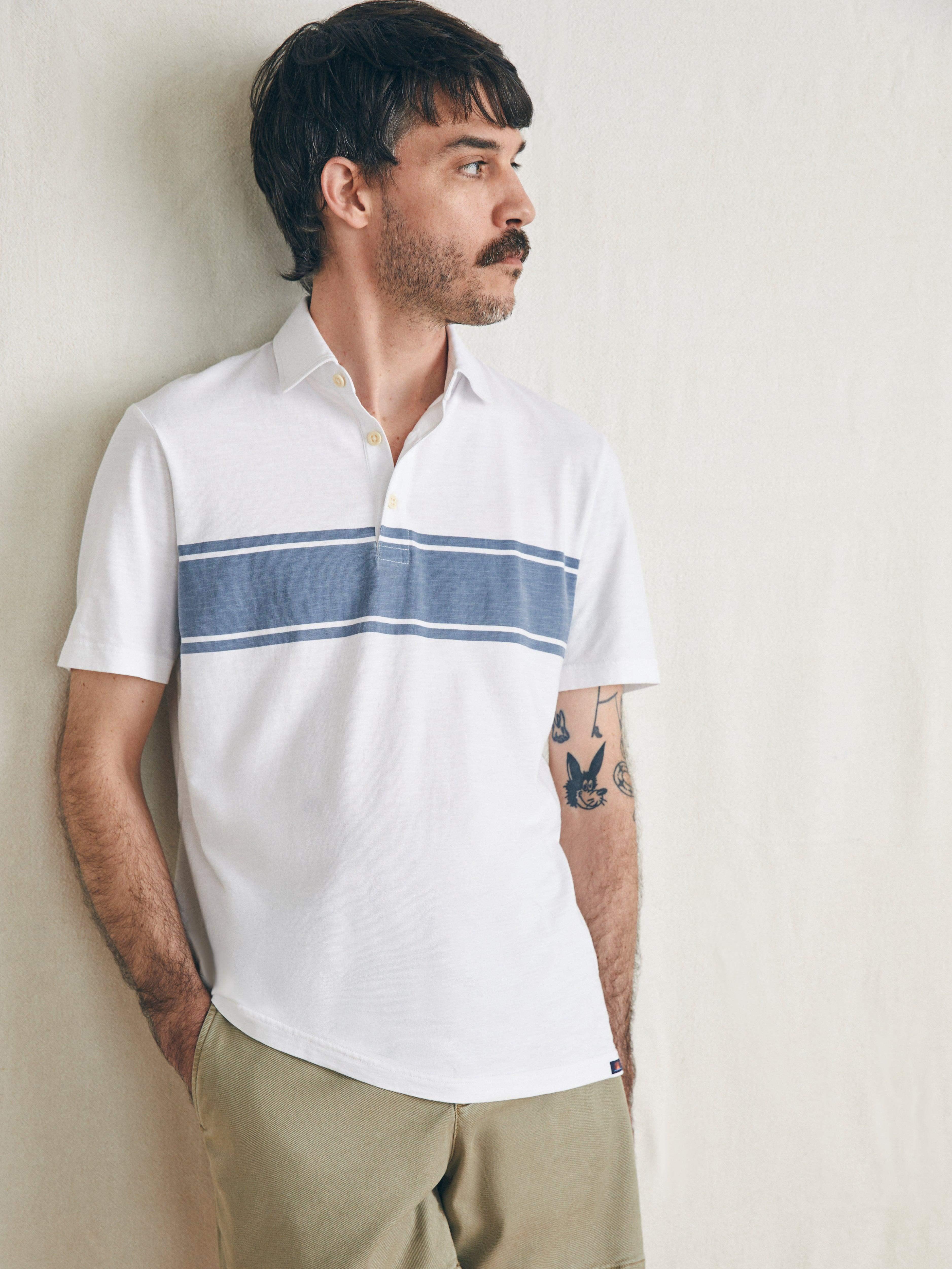 Sunwashed T-Shirt Polo - White Surf Stripe Male Product Image