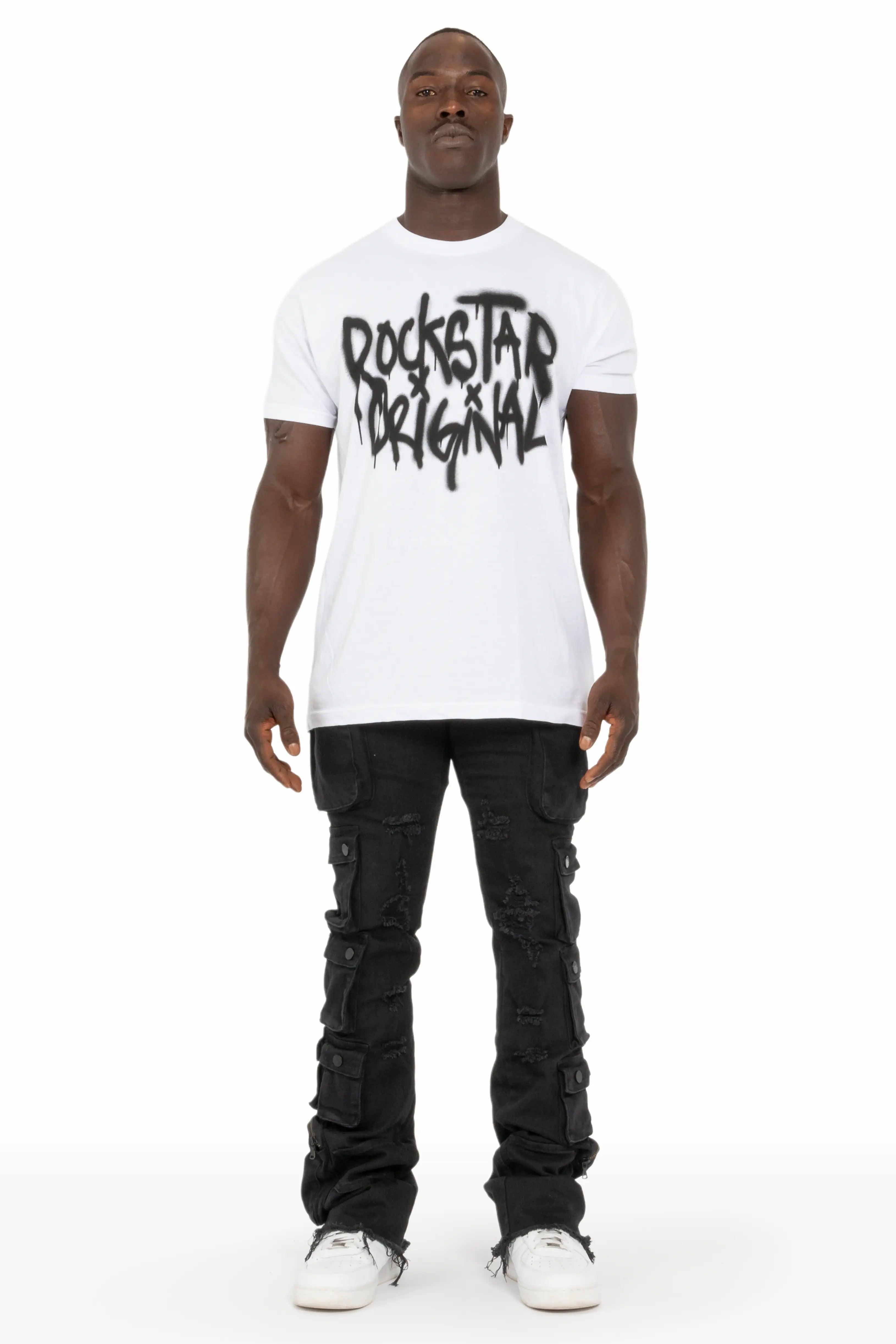 Konrad Black Cargo Stacked Flare Jean Male Product Image