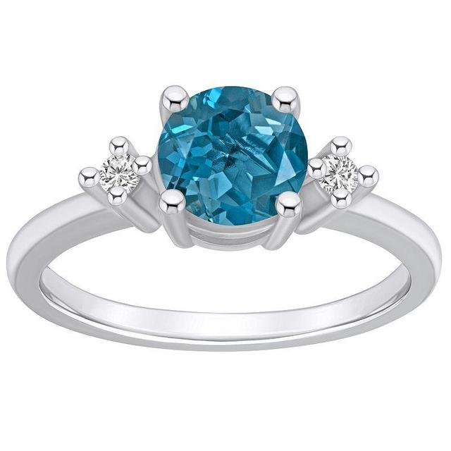 Alyson Layne 14k White Gold Round London Blue Topaz & Diamond Accent Ring, Womens Product Image