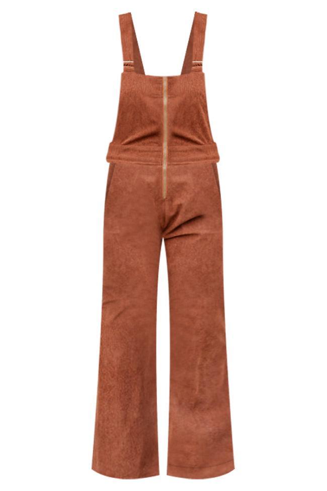 Perfect For You Brown Corded Zip Up Overalls FINAL SALE Product Image