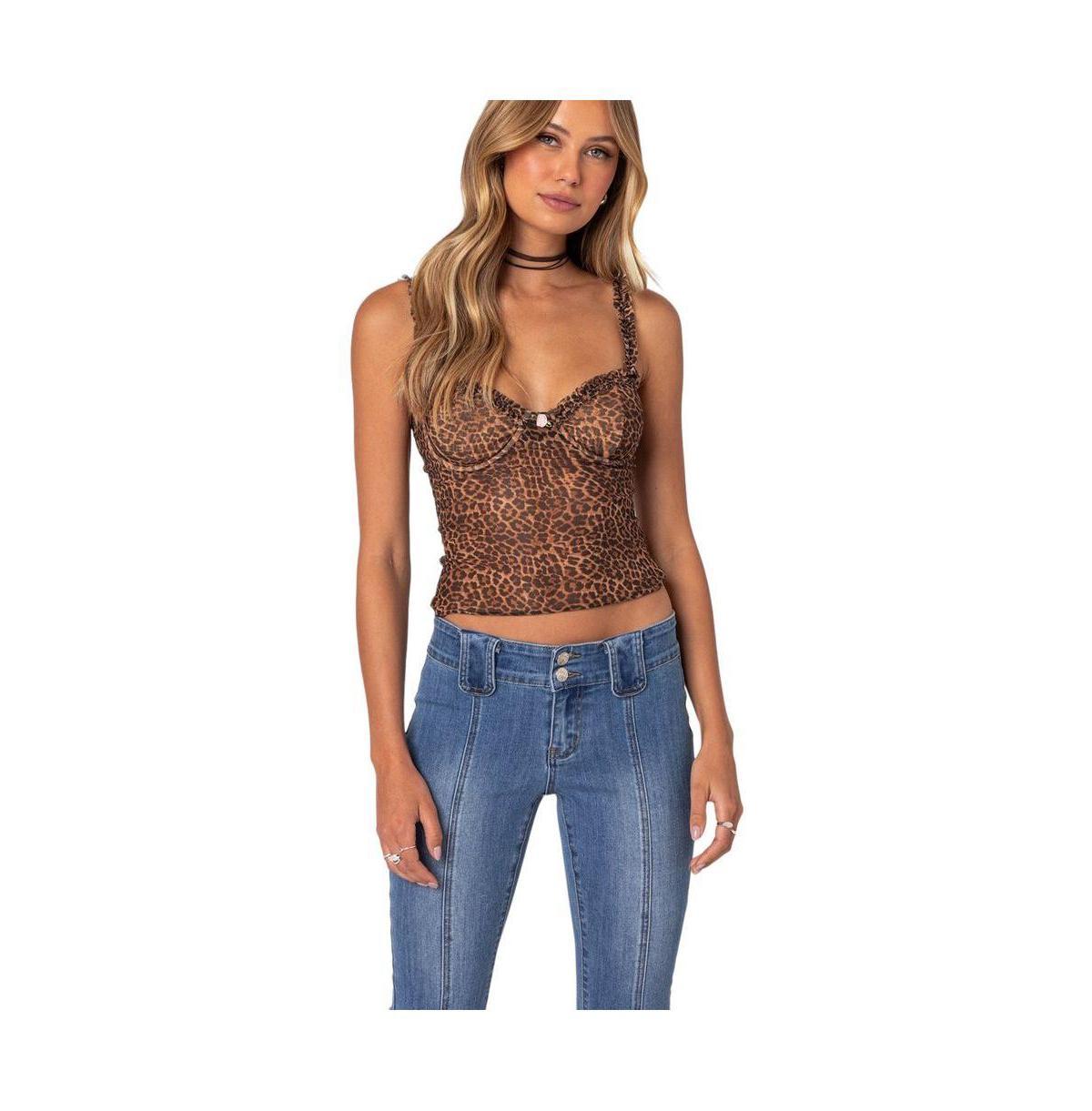 EDIKTED Lidia Sheer Mesh Bra Top Product Image