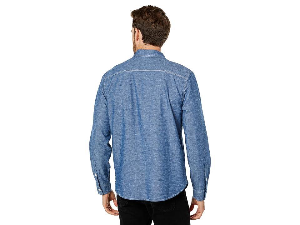 Lucky Brand Chambray Workwear Long Sleeve Shirt Indigo) Men's Clothing Product Image