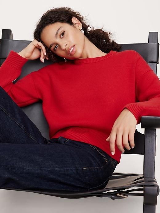 Merino Crew-Neck Cropped Sweater Product Image