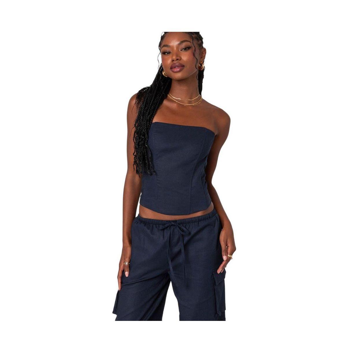 Edikted Womens Bristol Linen Look Coreset Top Product Image