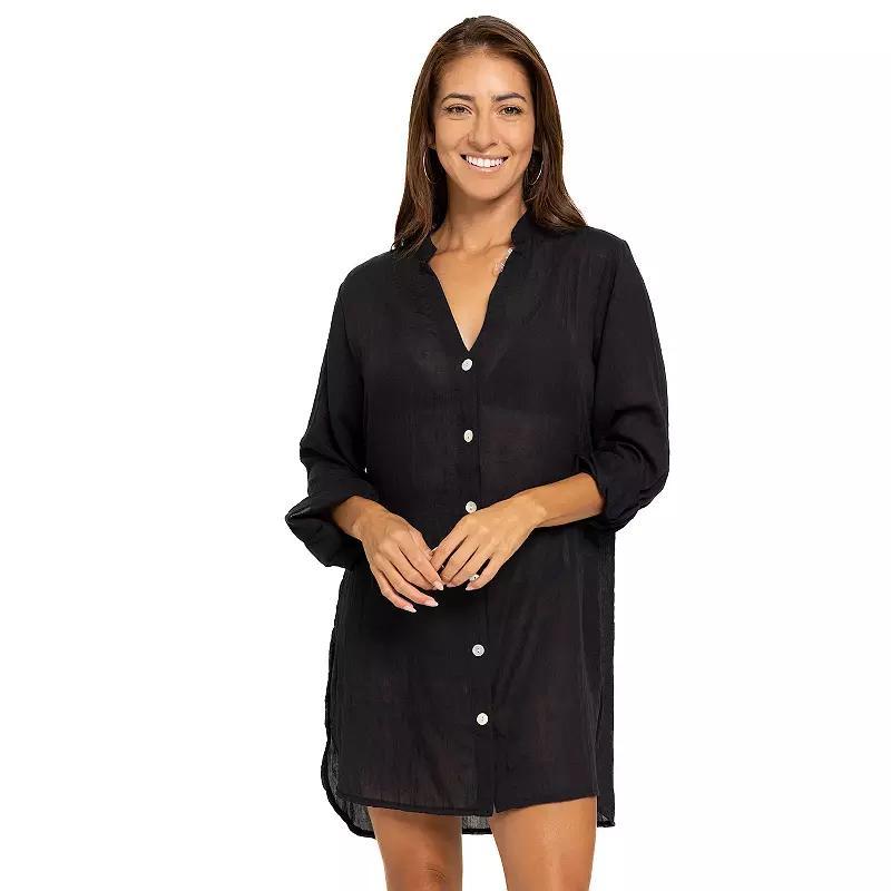 Womens Portocruz Oversized Button-Front Shirt Swim Cover Product Image