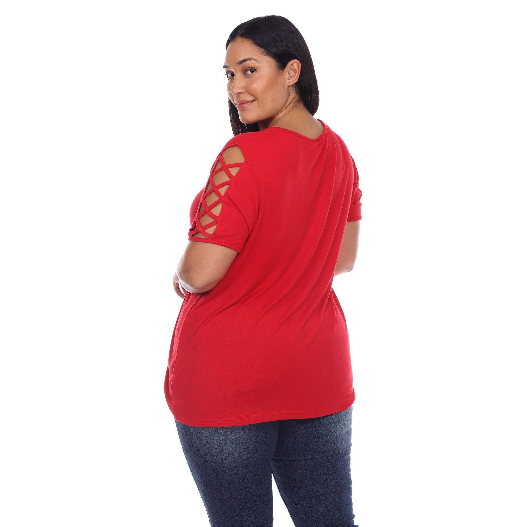 Keyhole Neck Cutout Short Sleeve Top - Plus Product Image