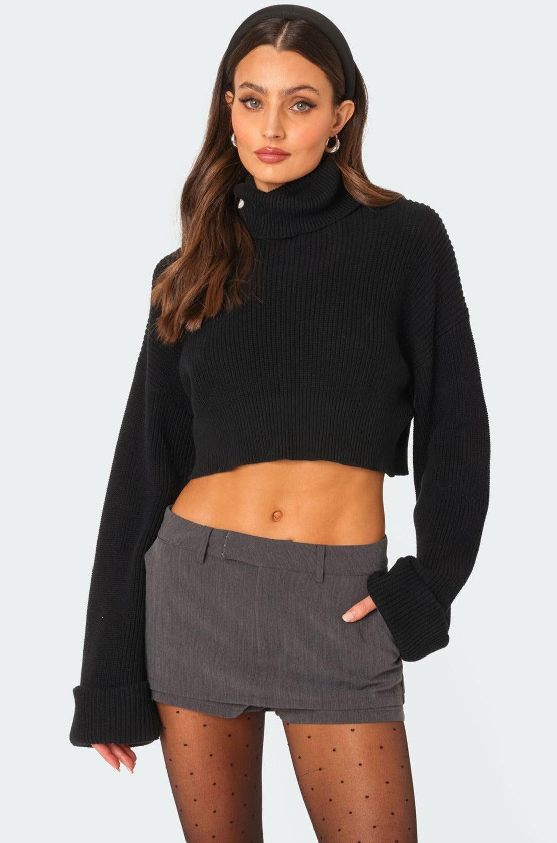 Oversized Turtle Neck Cropped Sweater product image