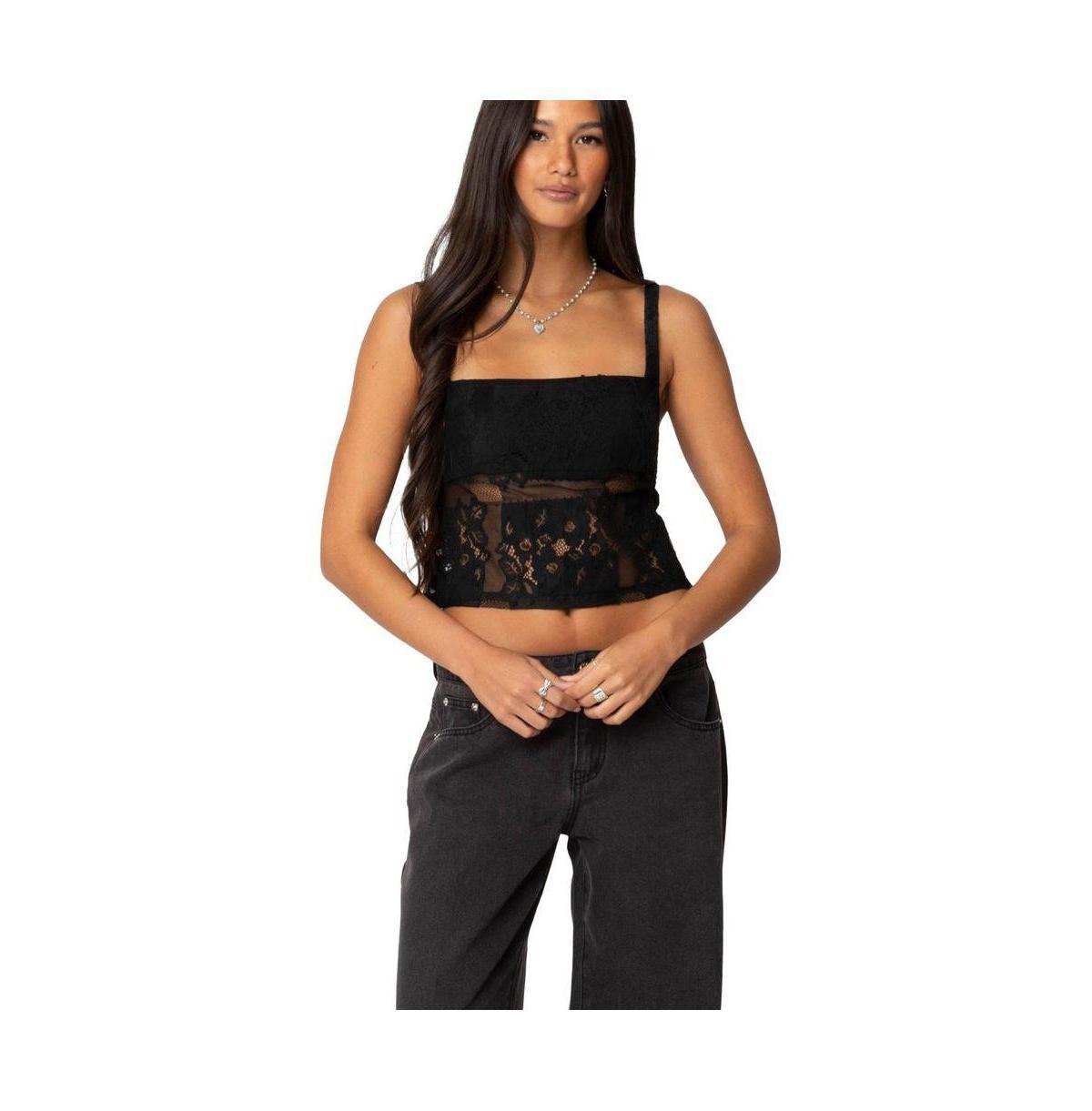 Edikted Womens Gwyn Mixed Lace Top Product Image