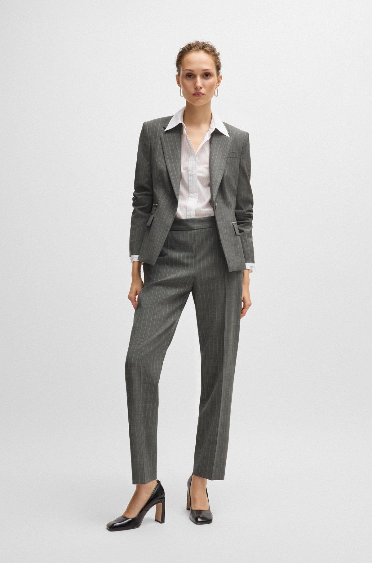 Regular-fit trousers in striped wool Product Image