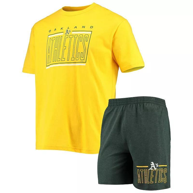 Mens Concepts Sport /Gold Oakland Athletics Meter T-Shirt and Shorts Sleep Set Product Image