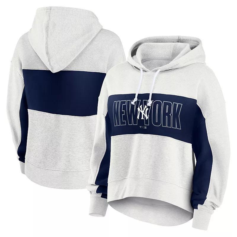 Womens Fanatics Oatmeal New York Yankees Up For It Fleece Pullover Hoodie Product Image