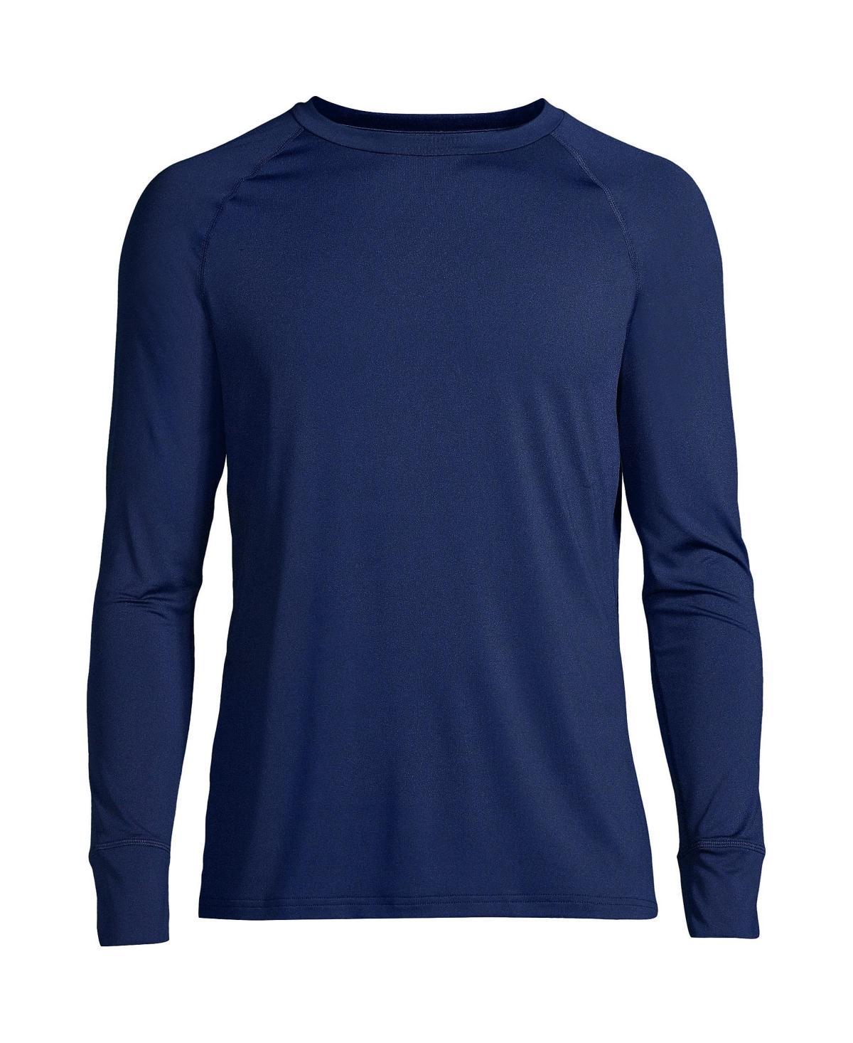 Mens Lands End Stretch Thermaskin Long Underwear Crewneck Base Layer Top Blue Snowflake Product Image