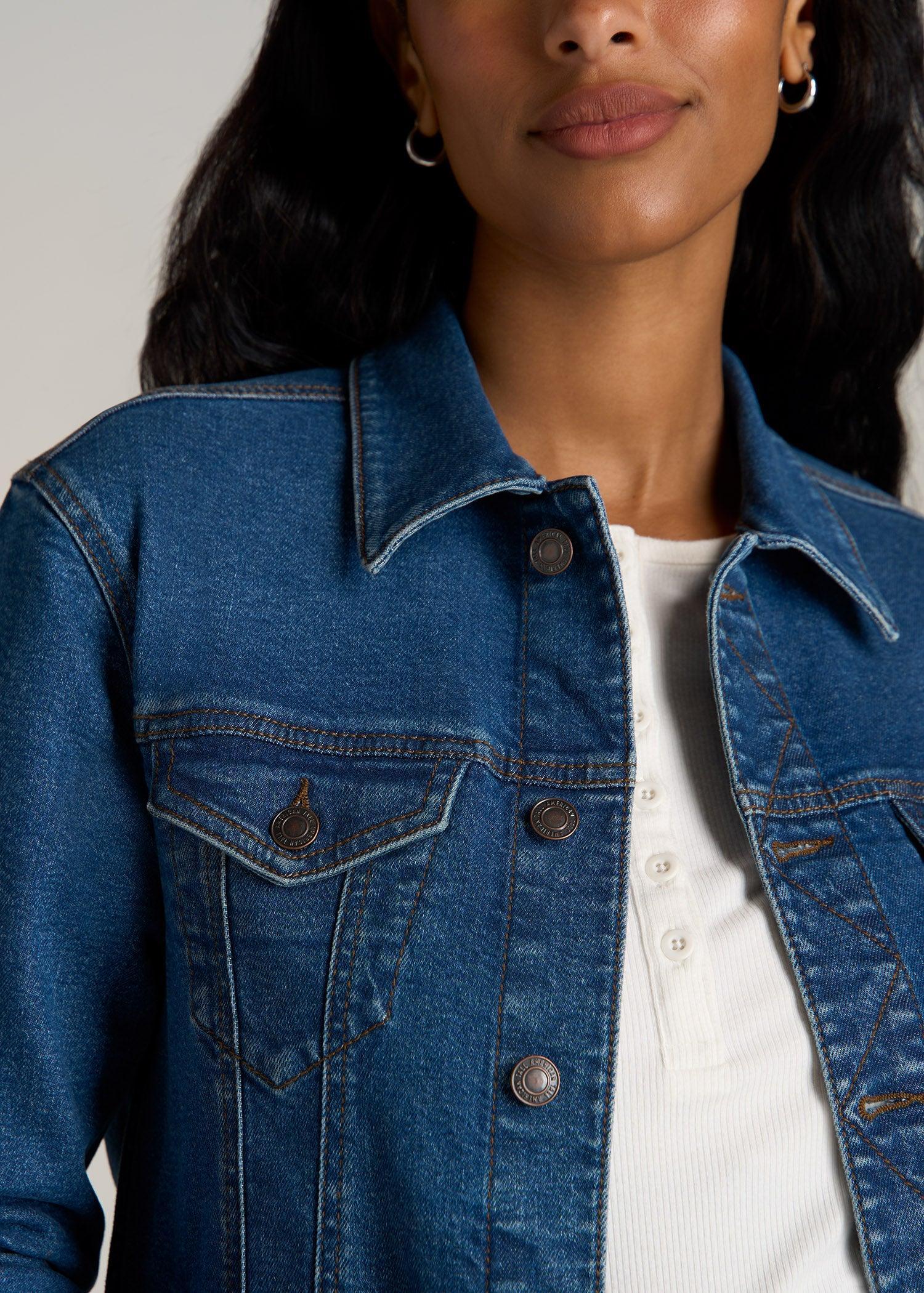 Tall Women's Denim Jacket in Blue 90's Wash Product Image