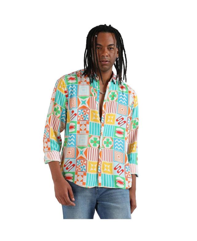 Campus Sutra Mens EcoLiva Mosaic Block Shirt - Light Product Image