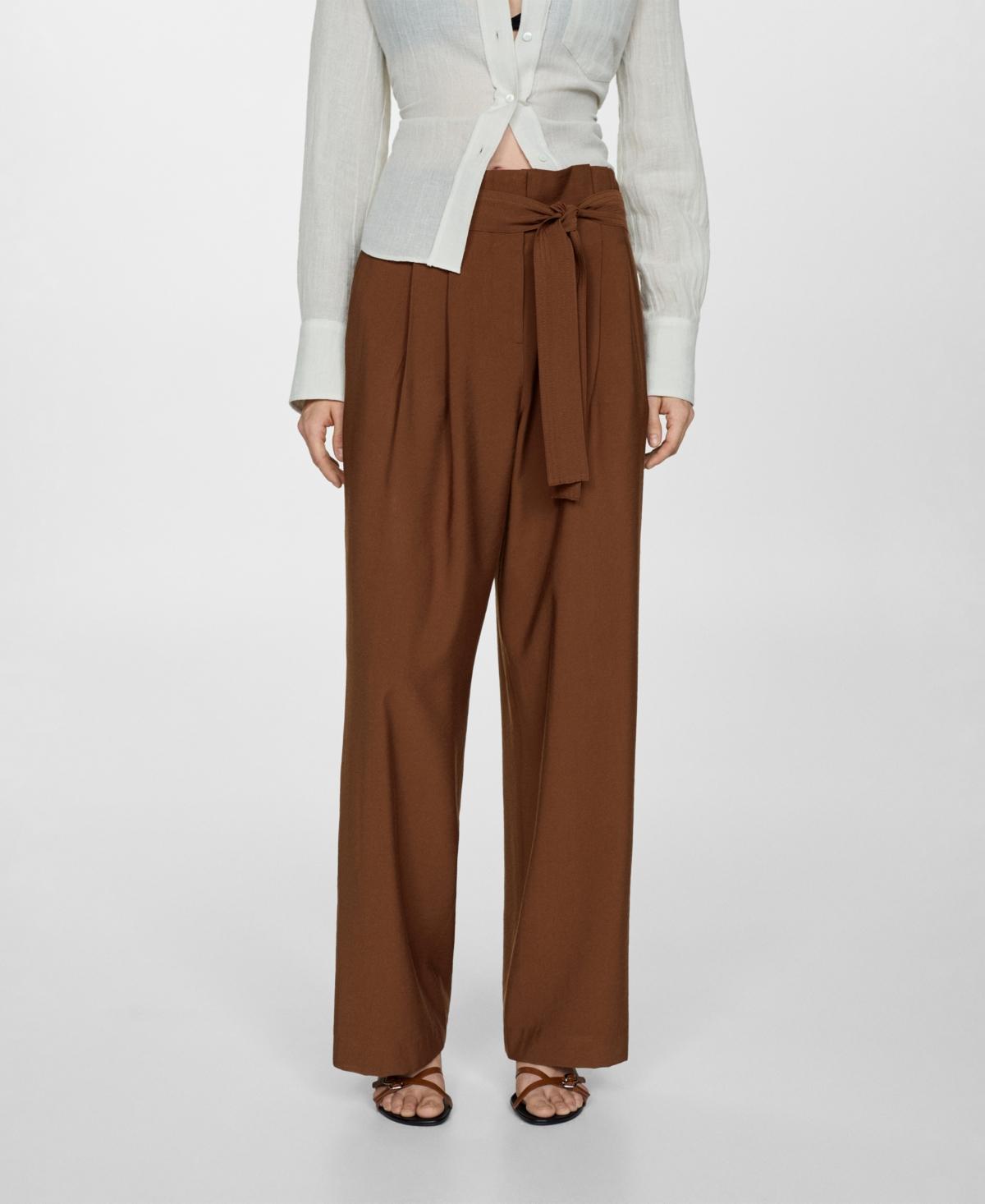 Mango Womens Belt Straight-Fit Pants Product Image