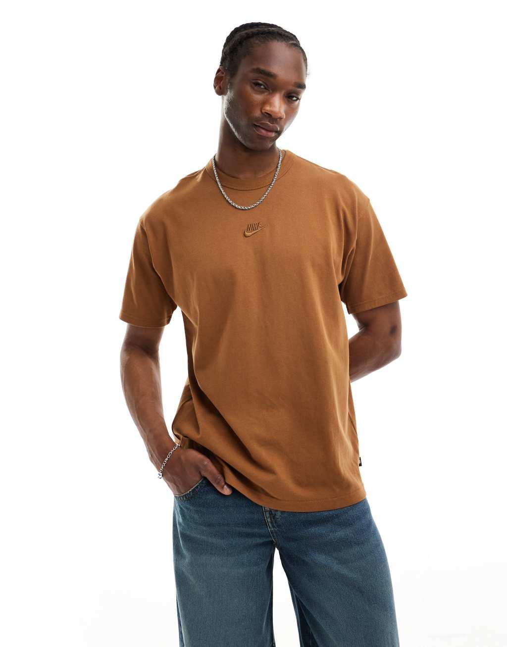 Nike Premium Essentials unisex oversized T-shirt in brown Product Image