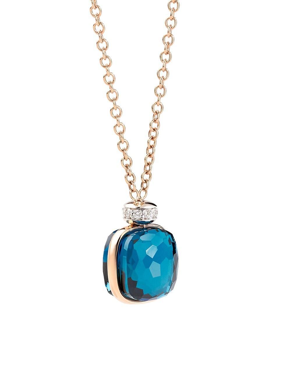 Womens Nudo Classic Two-Tone 18K Gold, London Blue Topaz & Diamond Pendant Necklace Product Image