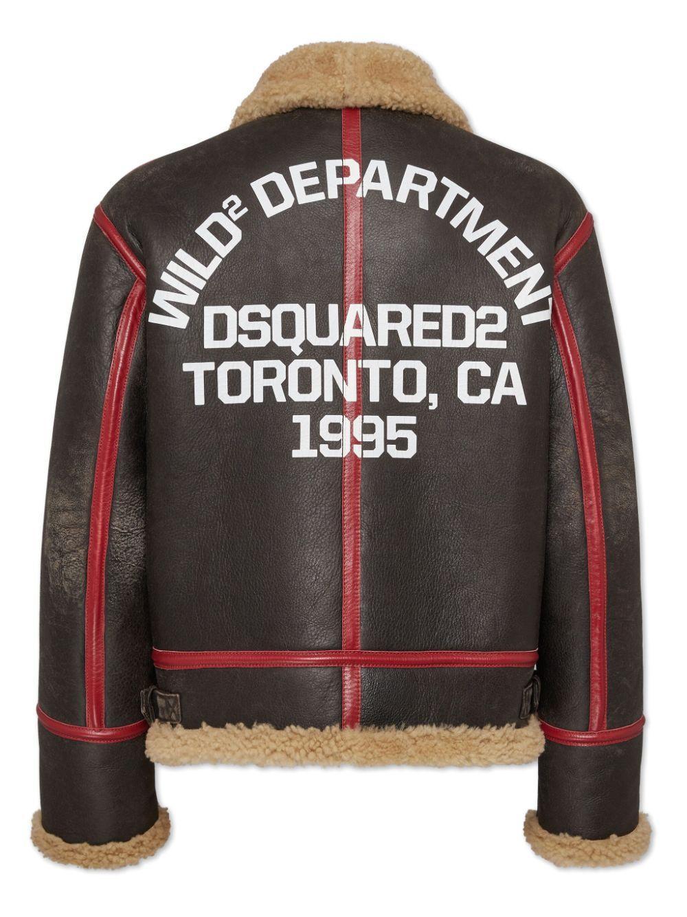 DSQUARED2 Fur-lining Leather Jacket In Brown Product Image