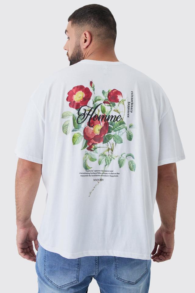 Plus Homme Floral Graphic T-Shirt | boohooMAN USA Product Image