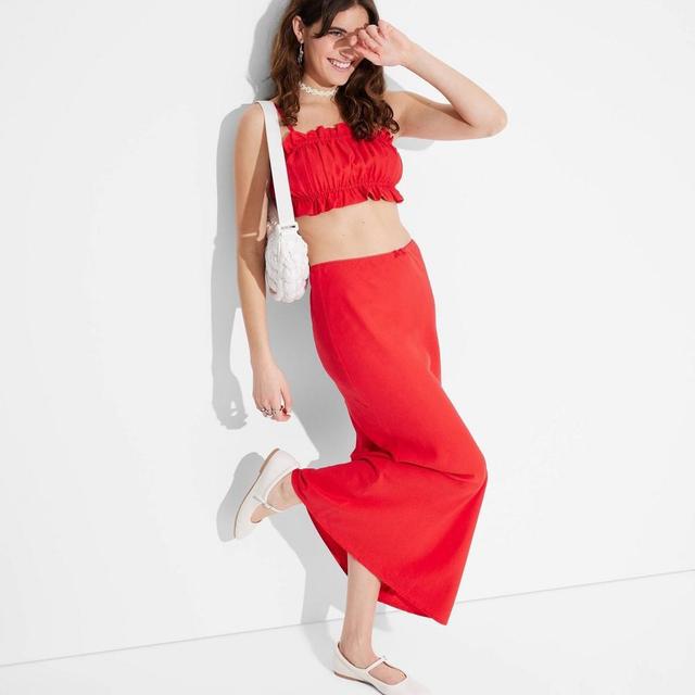 Womens Linen Bow-Front Maxi Skirt - Wild Fable Red XXS Product Image