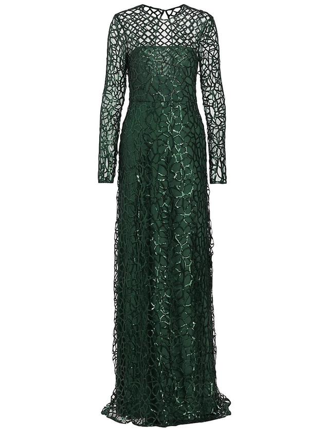 Womens Aimee Sequin Long-Sleeve Gown Product Image