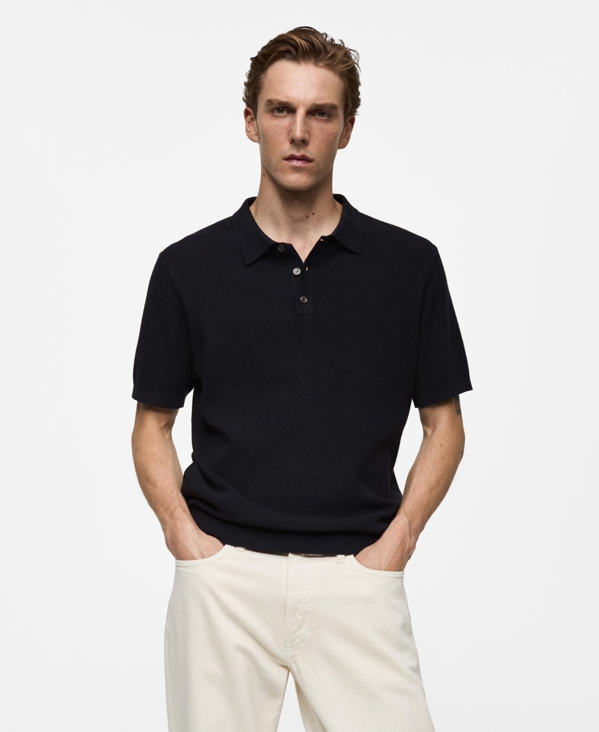 Mango Mens Structured Fine-Knit Polo Shirt Product Image